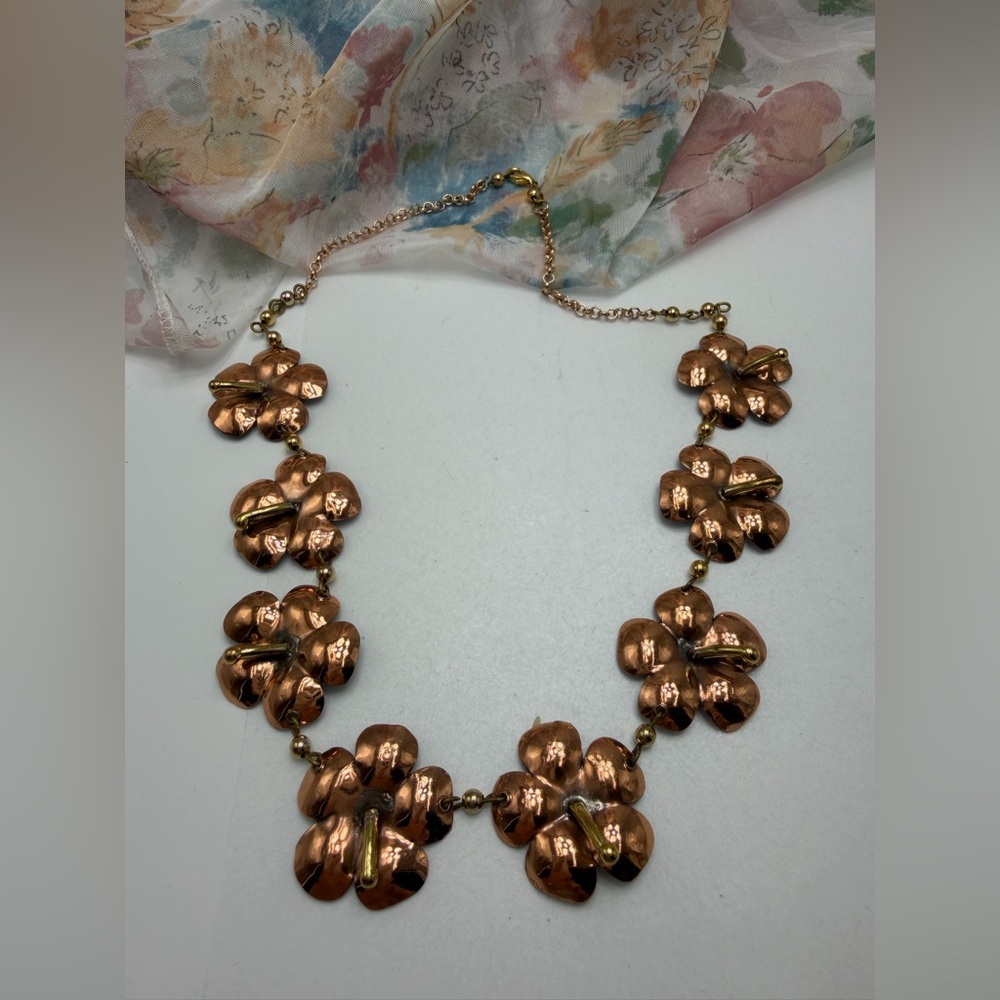 Vintage Floral Copper Necklace #18UN